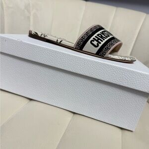 Dior Black and Cream Slide Sandals